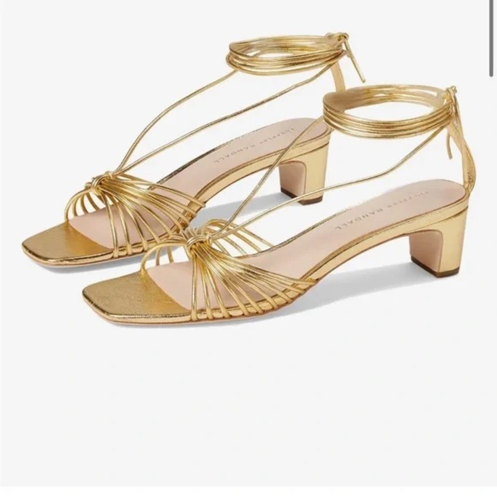 Loeffler Randall Riley Gold Lace Up Sandal Size 8.5